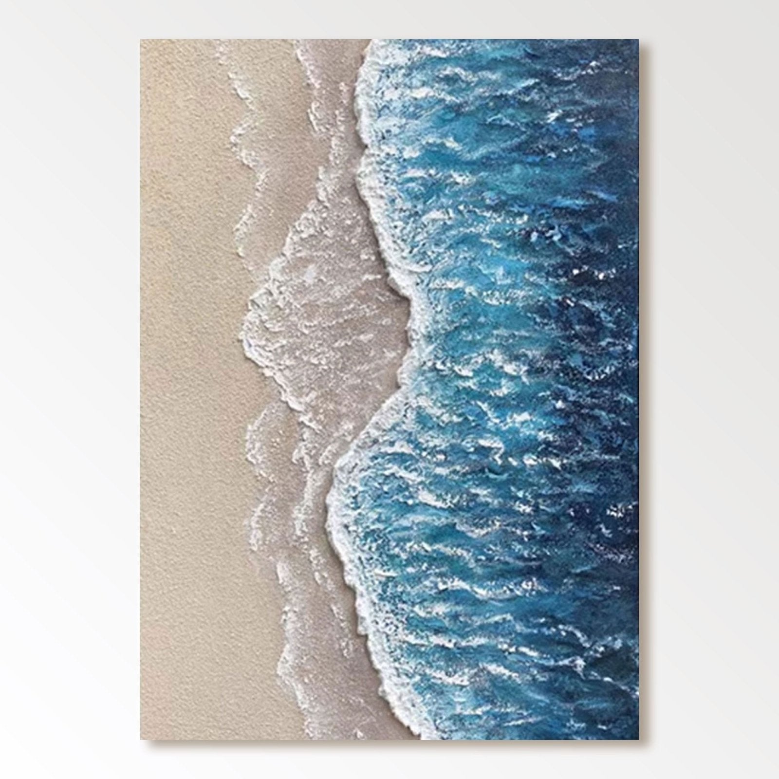 Textured Blue & Beige Beach Art∣Coastal Painting #TC 165