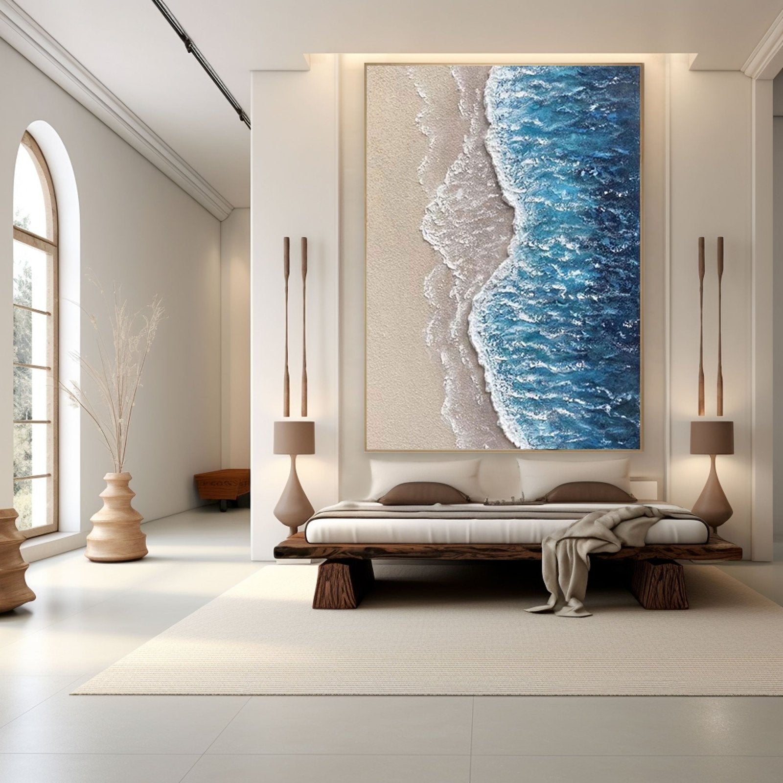 Textured Blue & Beige Beach Art∣Coastal Painting #TC 165