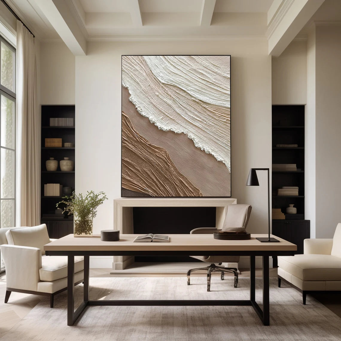 Wabi Sabi Textured Wall Art | Vertical Abstract Neutral Canvas Decor #ZZ 116