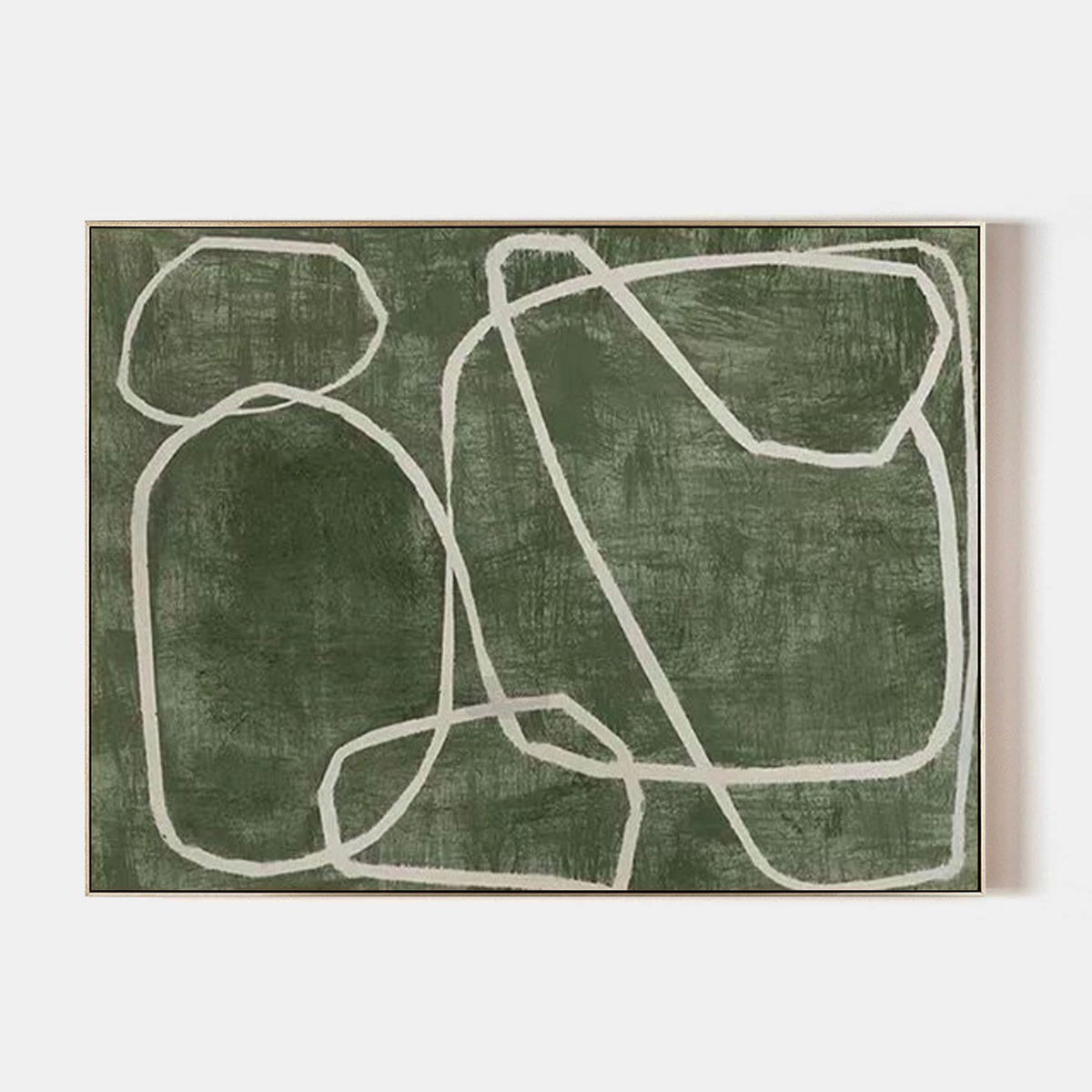 Olive Silence – Minimalist Abstract Line Wall Art for Organic Modern Interiors
