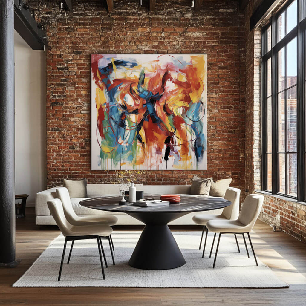 Large Colorful Abstract Wall Art | Square Contemporary Canvas Painting #ZZ 216