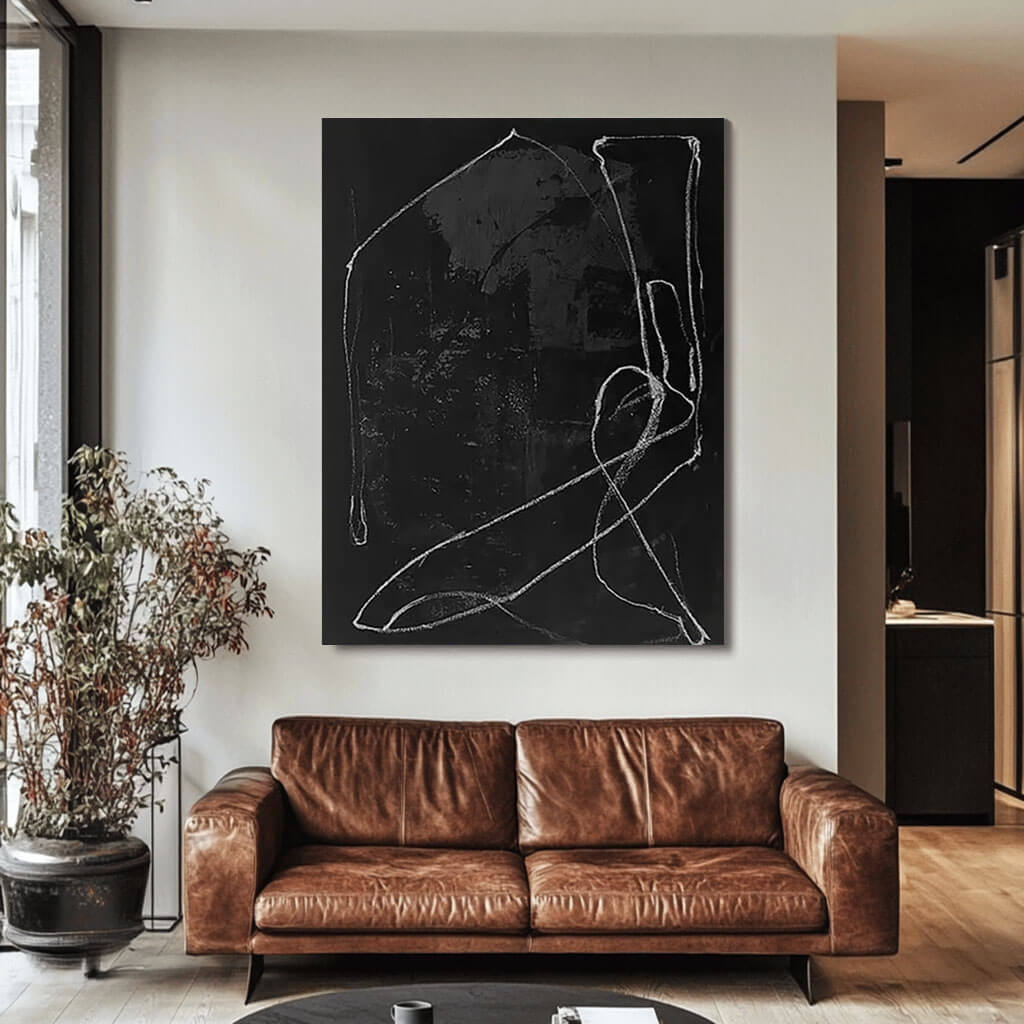 Japandi Style Wall Art | Minimalist Black Line Painting #AA 255