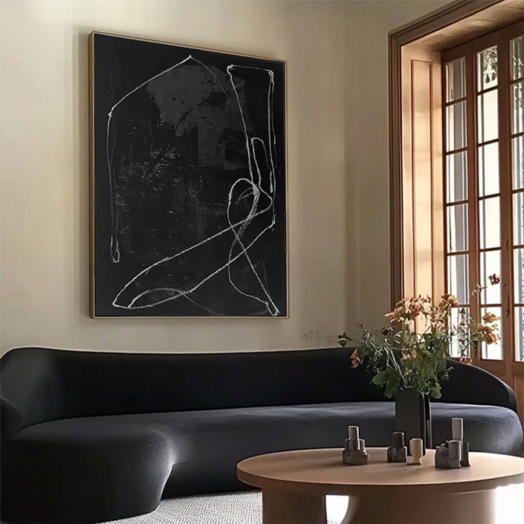 Japandi Style Wall Art | Minimalist Black Line Painting #AA 255