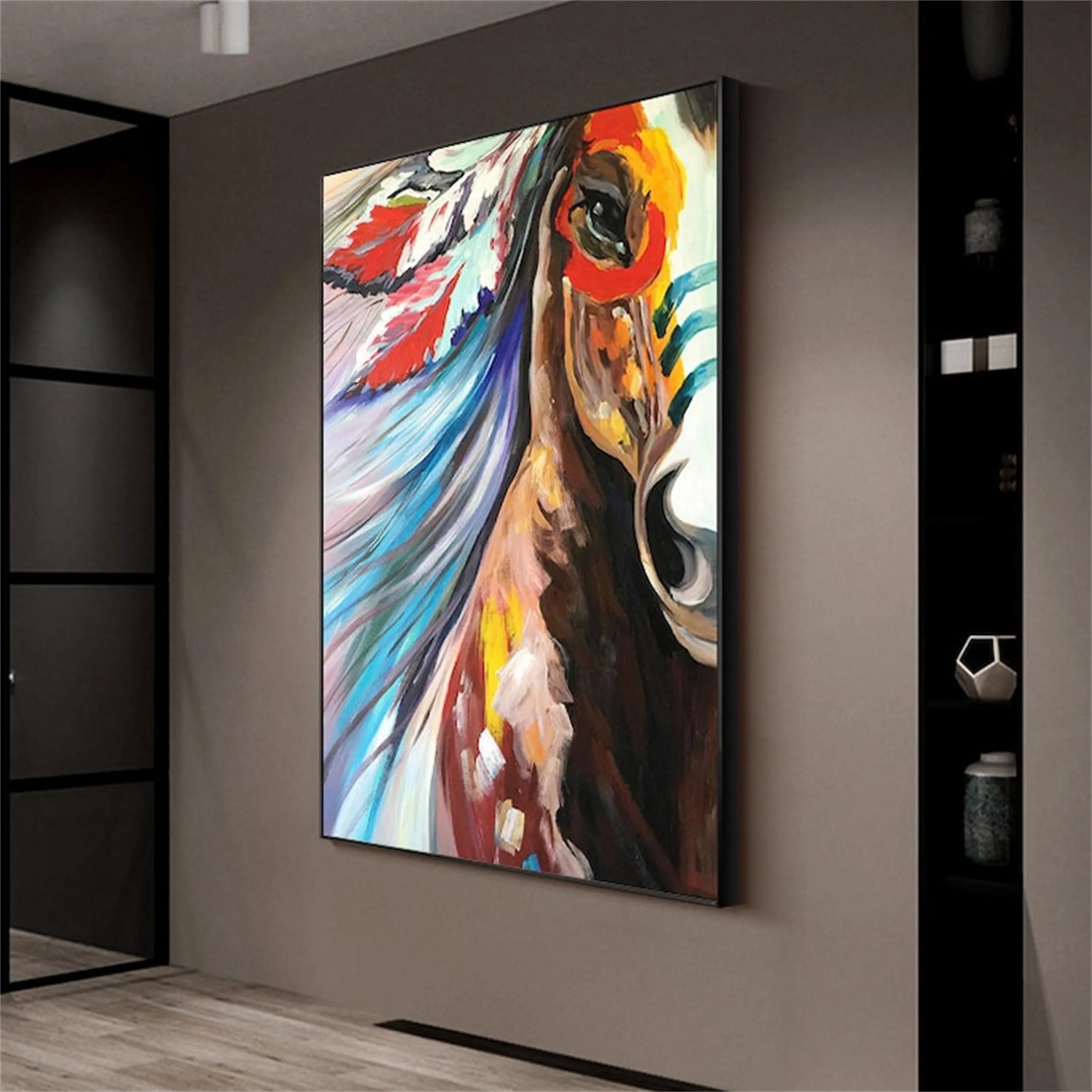 Colorful Abstract Horse Painting | Large Vibrant Equine Wall Art #ZZ 149