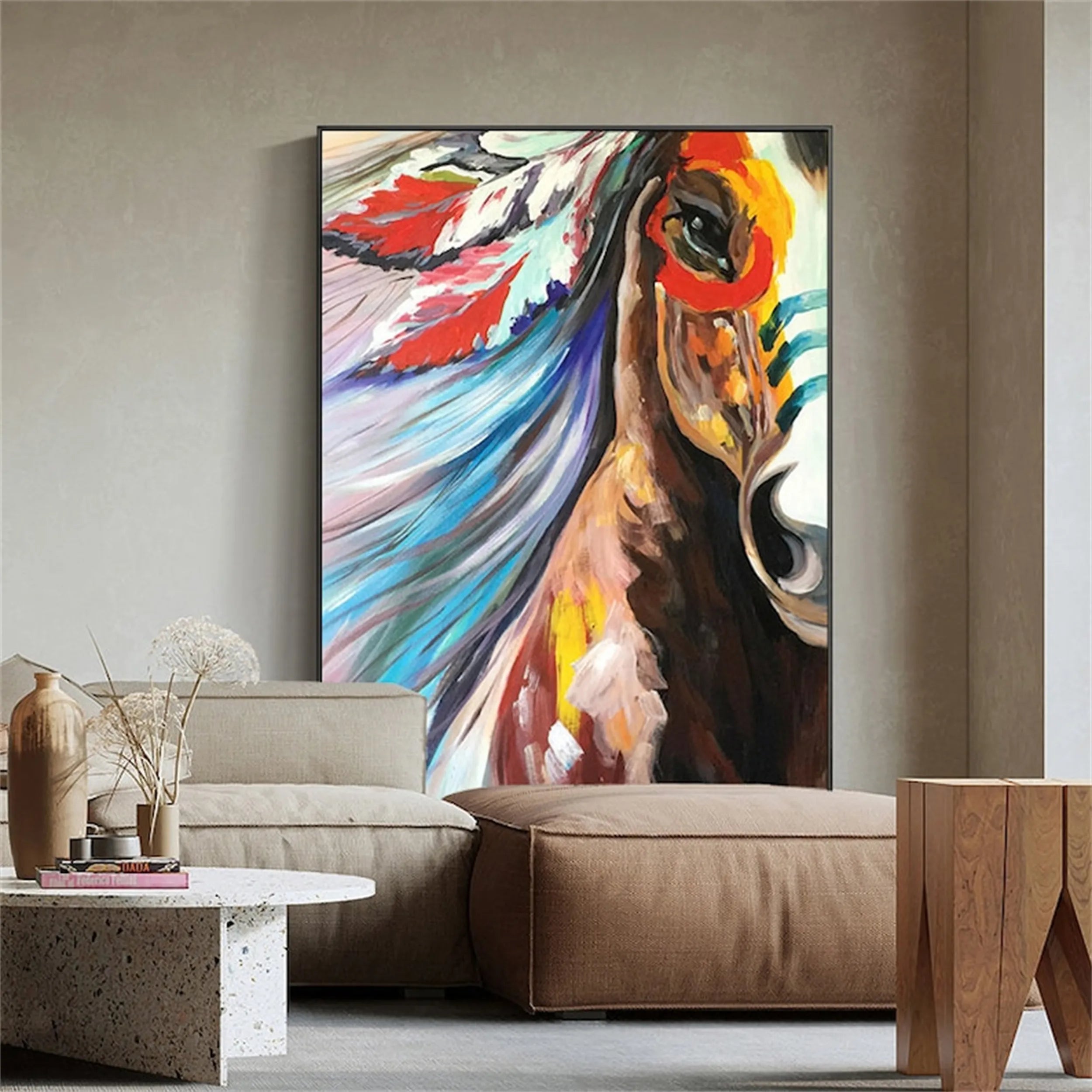 Colorful Abstract Horse Painting | Large Vibrant Equine Wall Art #ZZ 149