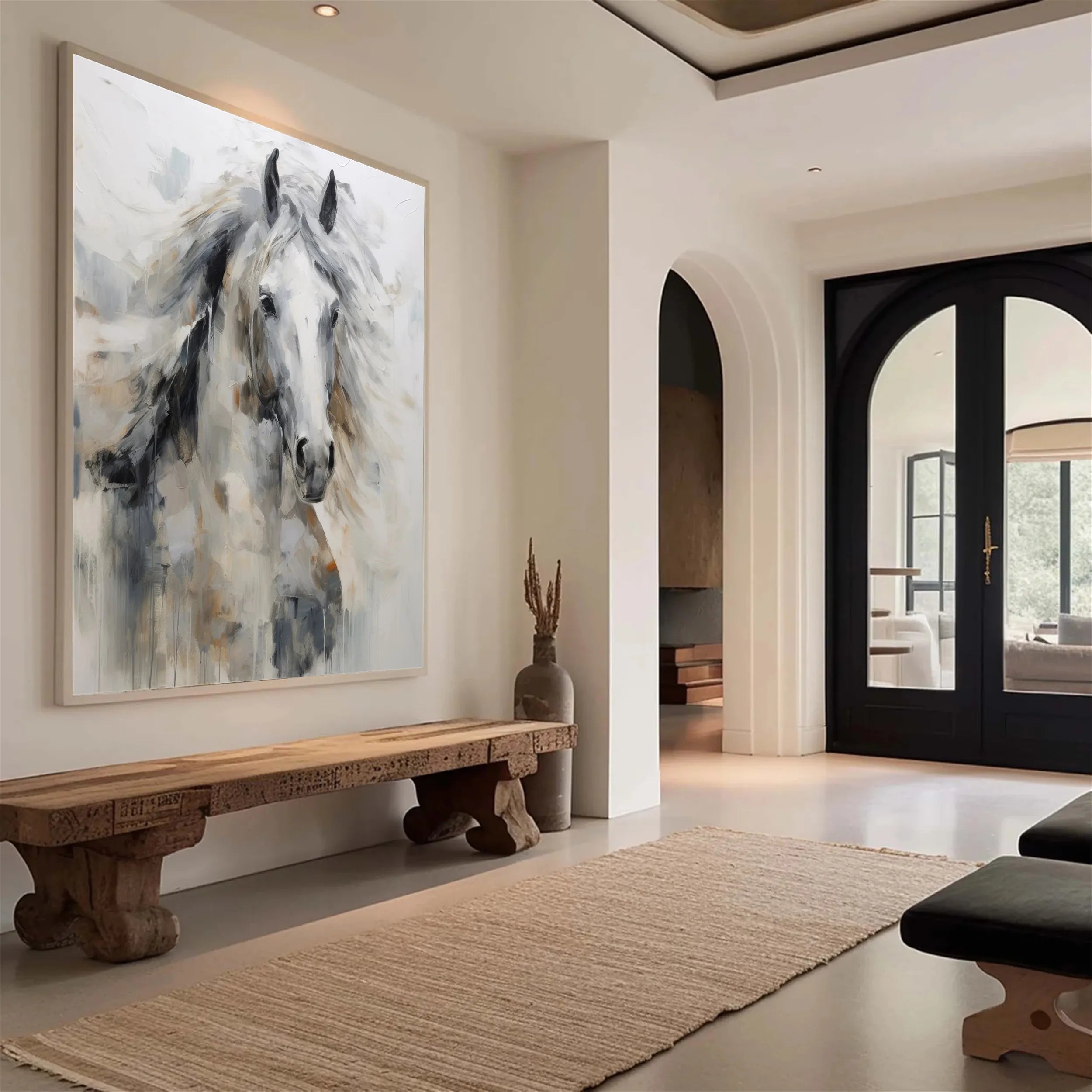 Expressive White Horse Painting | Large Modern Equine Wall Art #ZZ 152