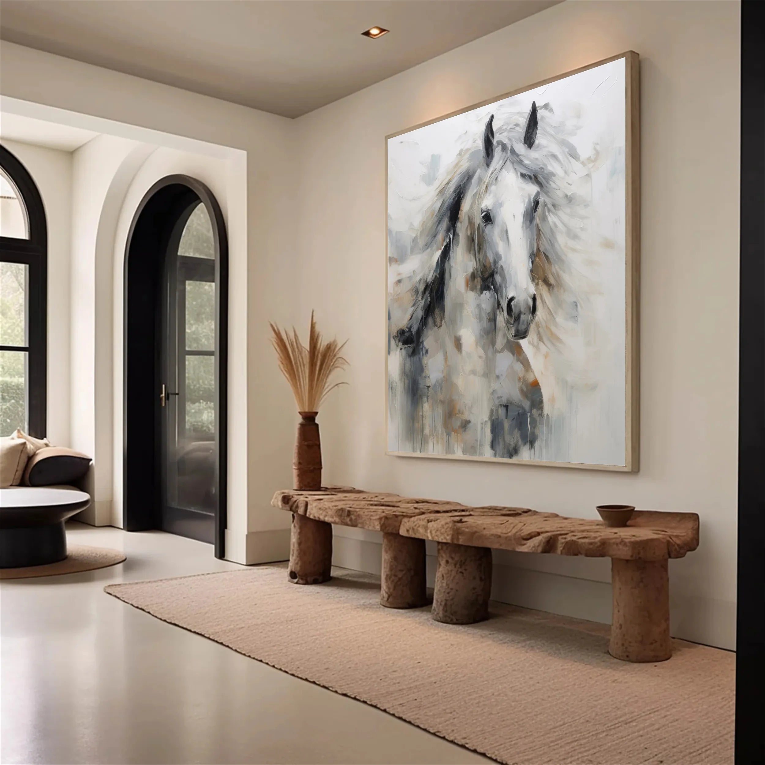 Expressive White Horse Painting | Large Modern Equine Wall Art #ZZ 152