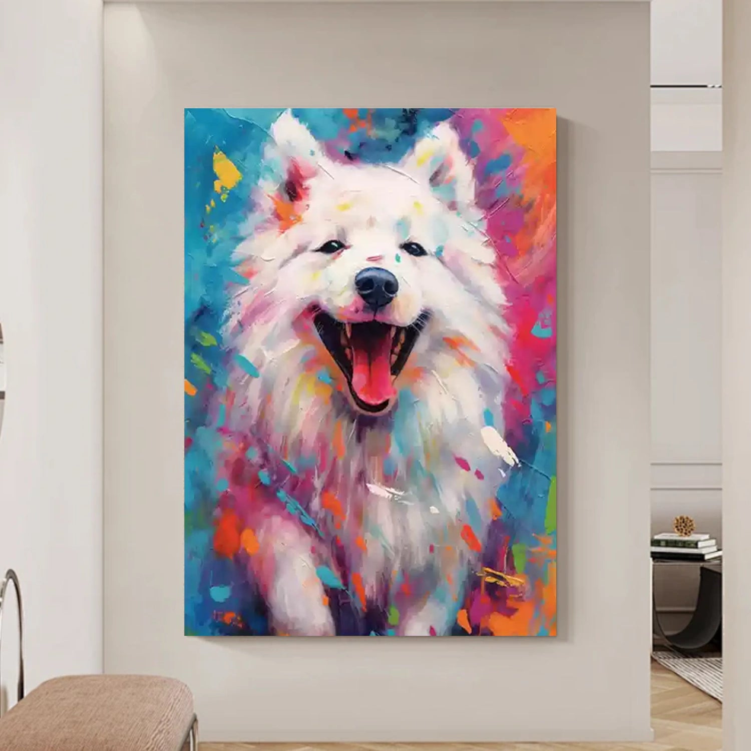 Contemporary Pet Portrait | Large Textured Dog Painting Colorful #ZZ 159