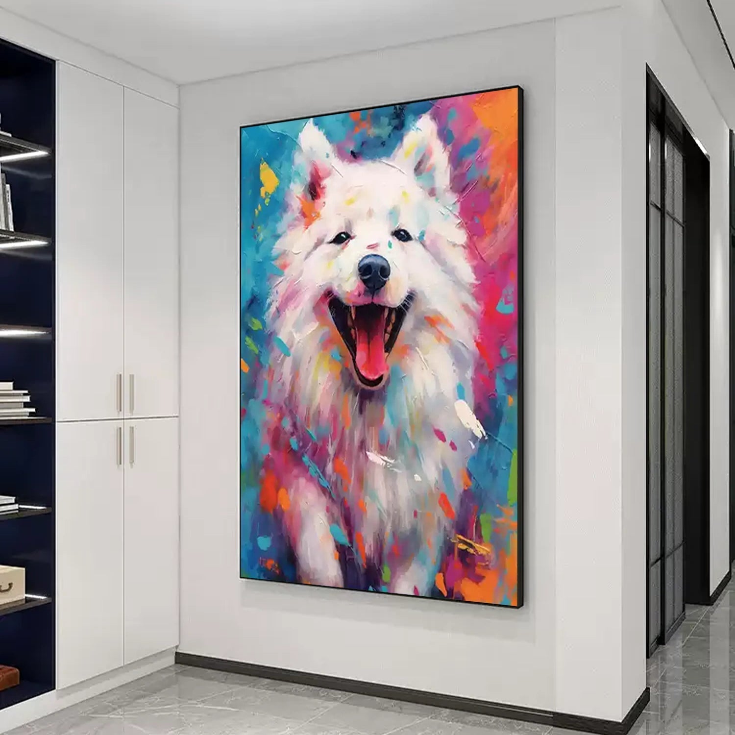 Contemporary Pet Portrait | Large Textured Dog Painting Colorful #ZZ 159