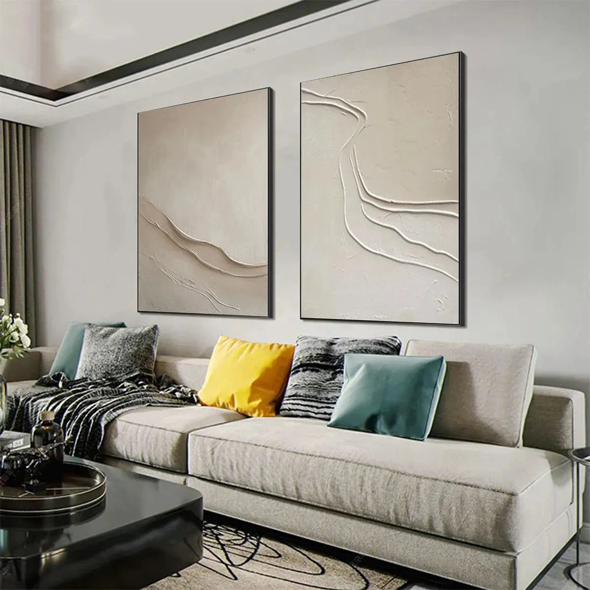 Minimalist 3D Wall Art Set of 2 | Textured Diptych #AA 296