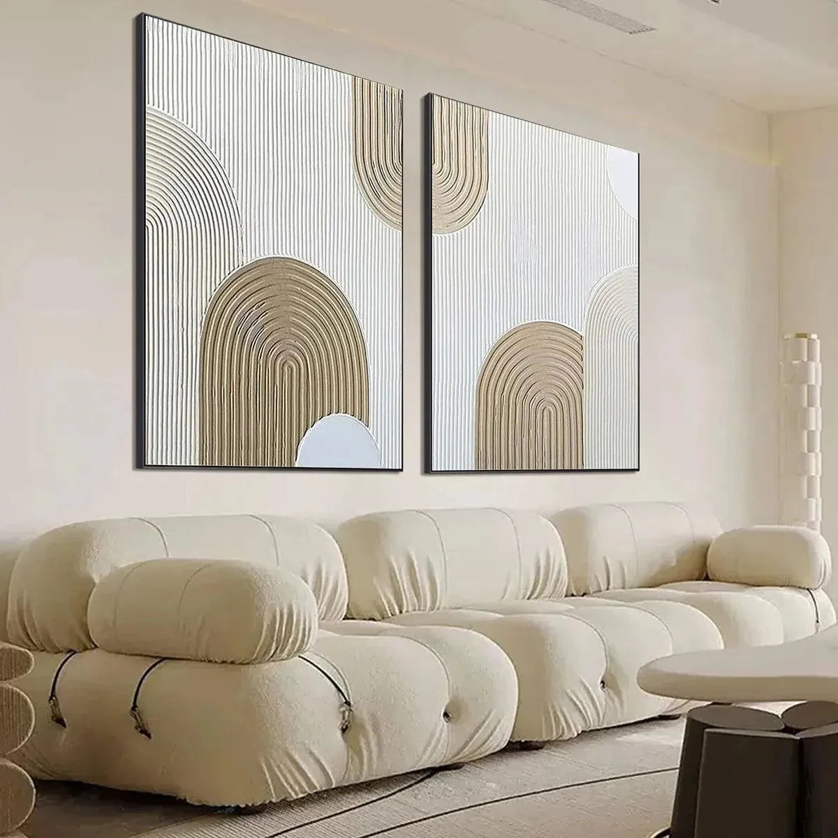 Abstract Textured Wall Art | Modern Neutral Paintings Set of 2 #ZZ 246