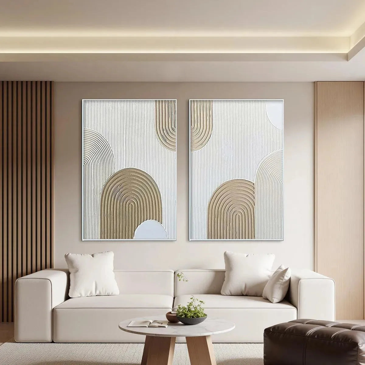 Abstract Textured Wall Art | Modern Neutral Paintings Set of 2 #ZZ 246