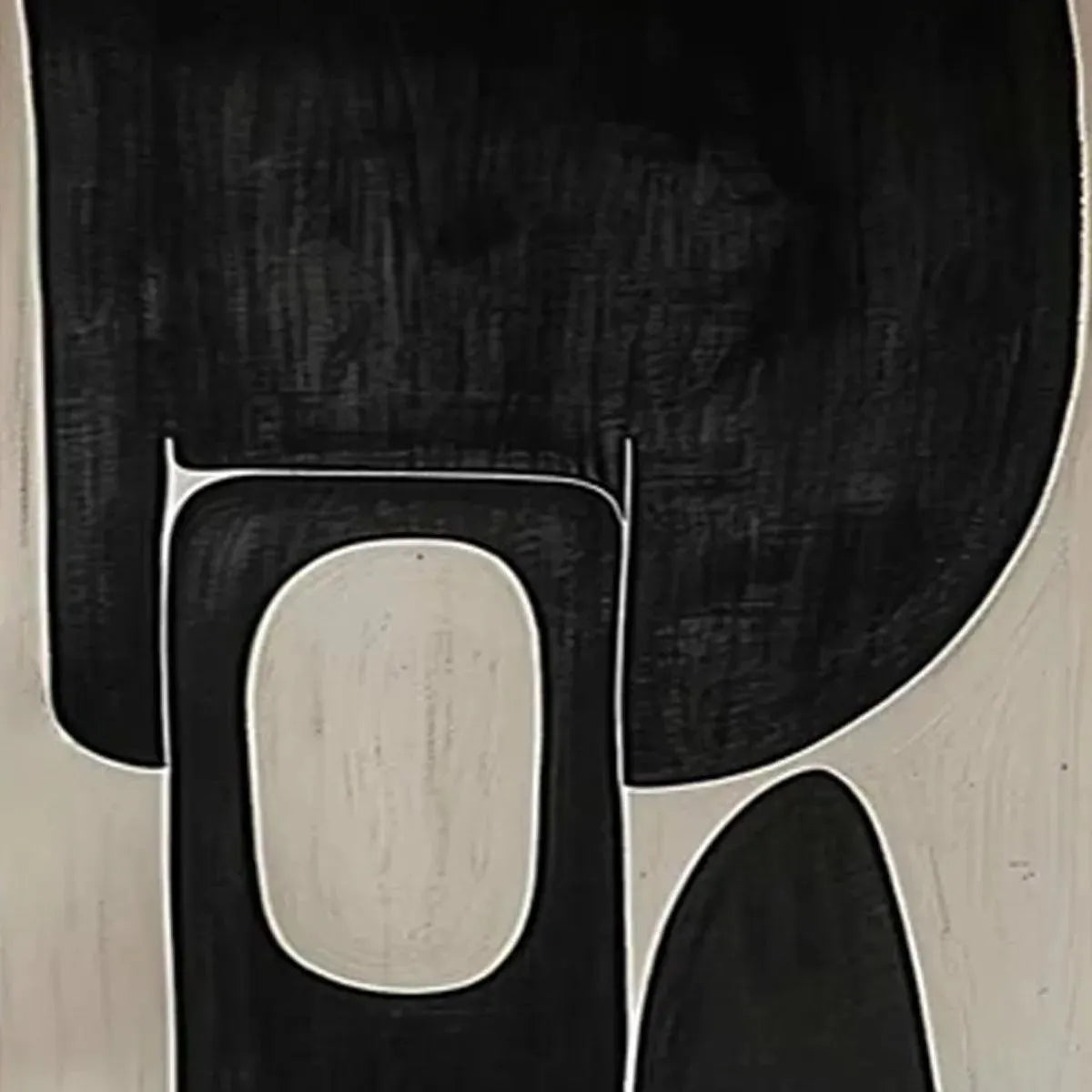 Mid-Century Modern Inspired Art | Large Black & Beige Art #AA 189