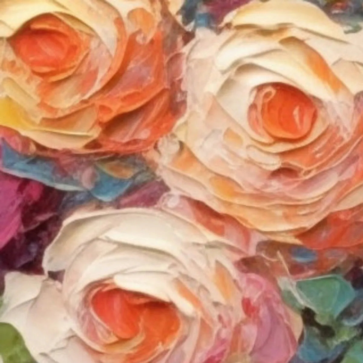 Textured 3D Rose Painting | Colorful Impasto Floral Art #AA 186