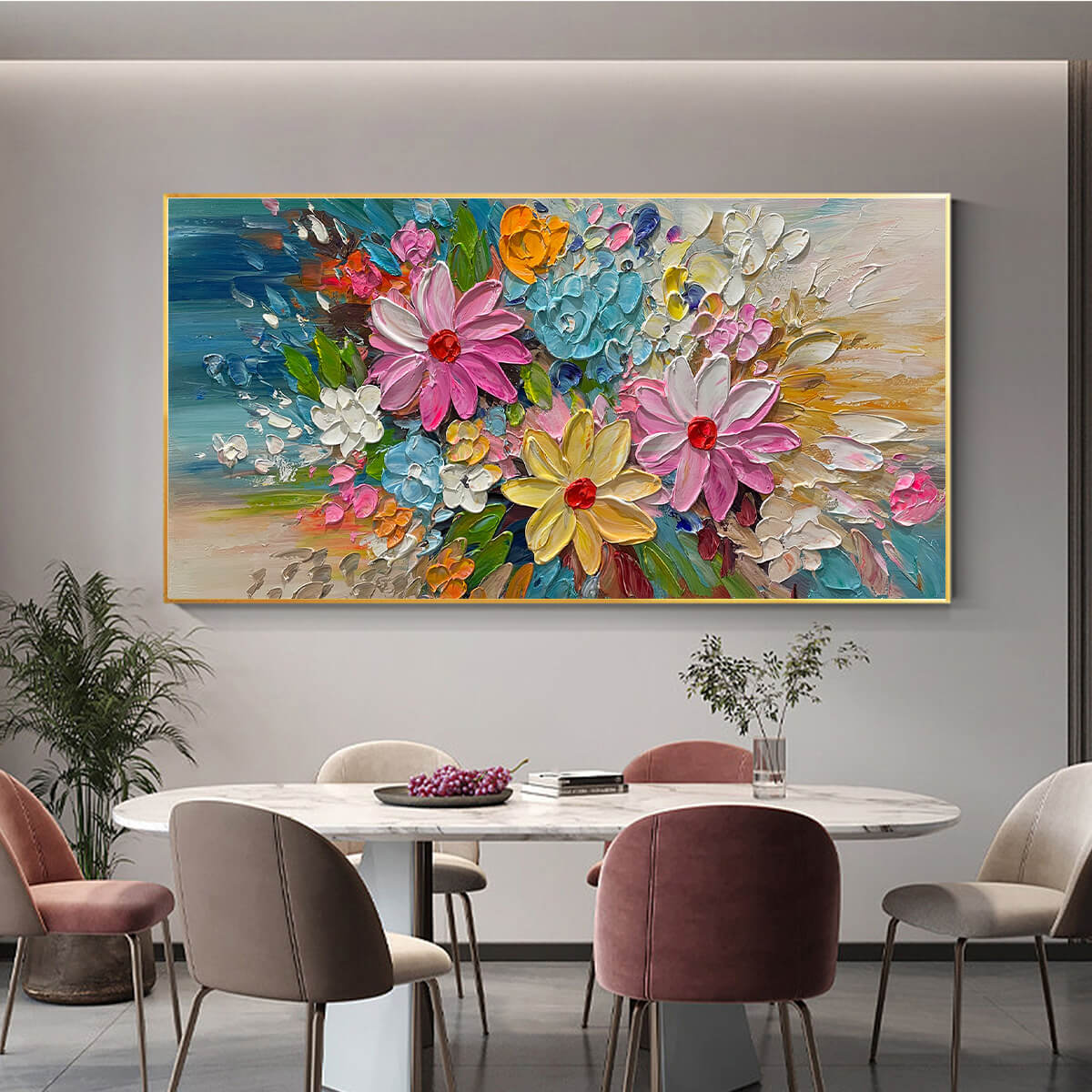 Abstract Daisy & Cosmos Painting | Colorful 3D Floral Art #AA 194