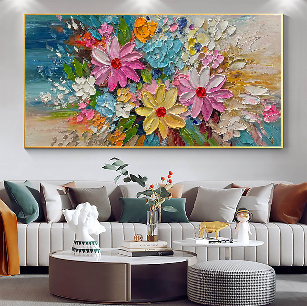 Abstract Daisy & Cosmos Painting | Colorful 3D Floral Art #AA 194