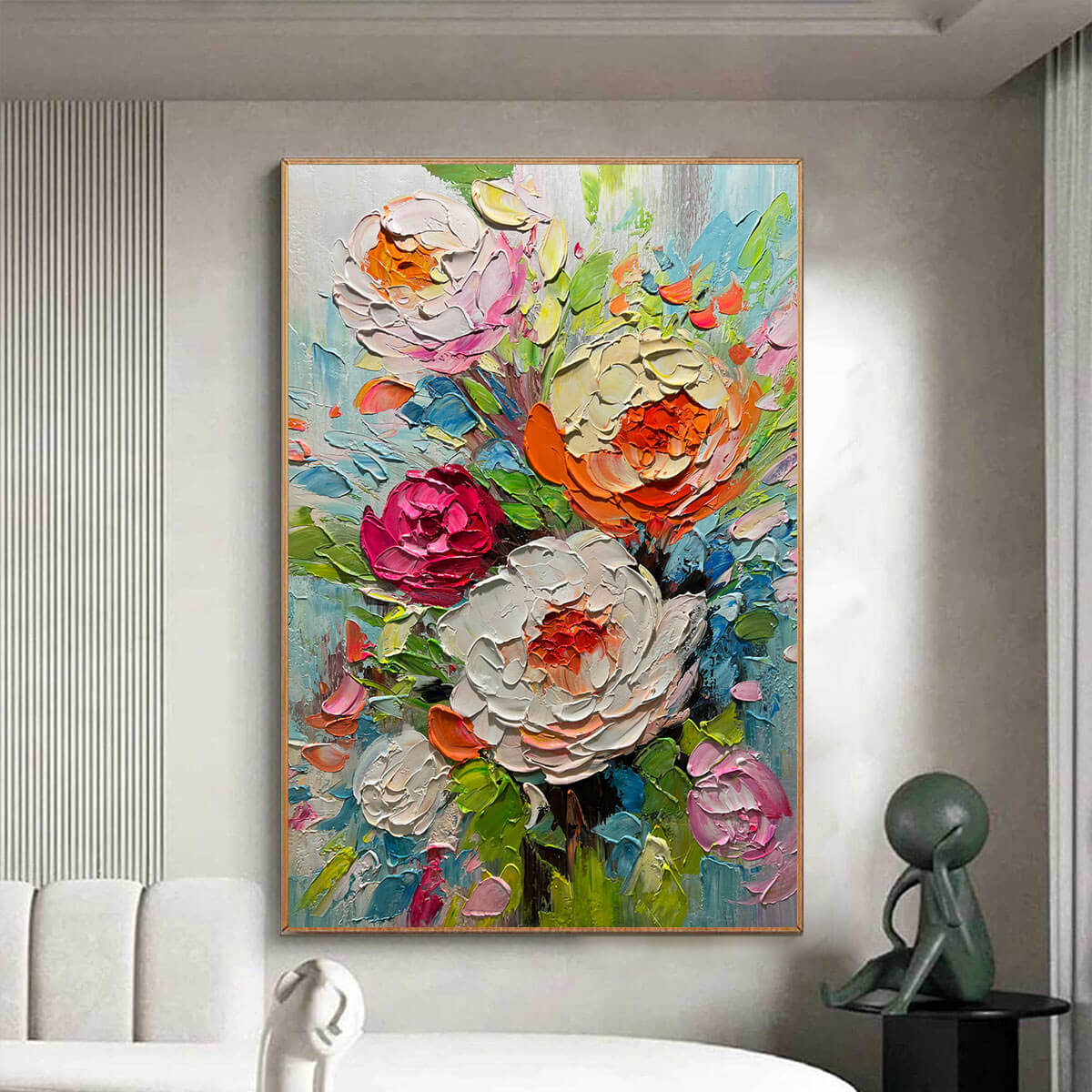 Textured 3D Floral Painting | Colorful Impasto Bouquet Art #AA 195