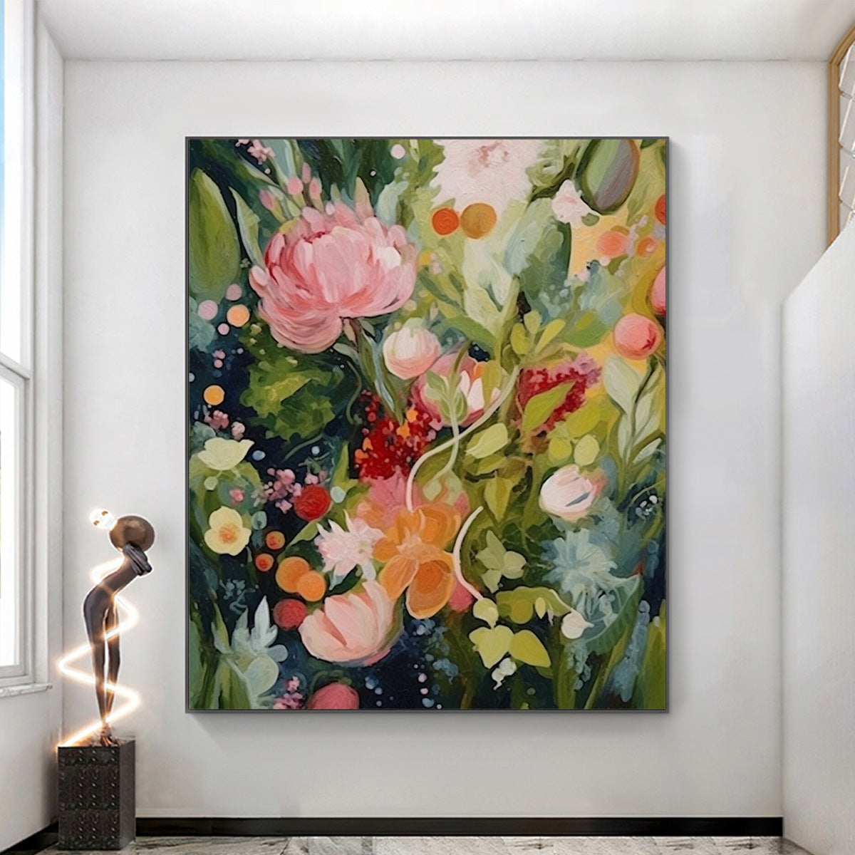 Lush Wildflower Garden Painting | Colorful Botanical Art #AA 200