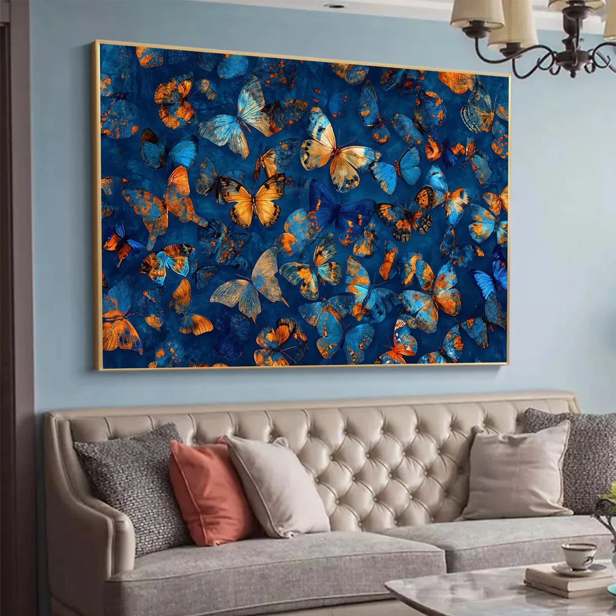 Vibrant Butterfly Wall Art | Original Blue & Orange Painting #ZZ 257