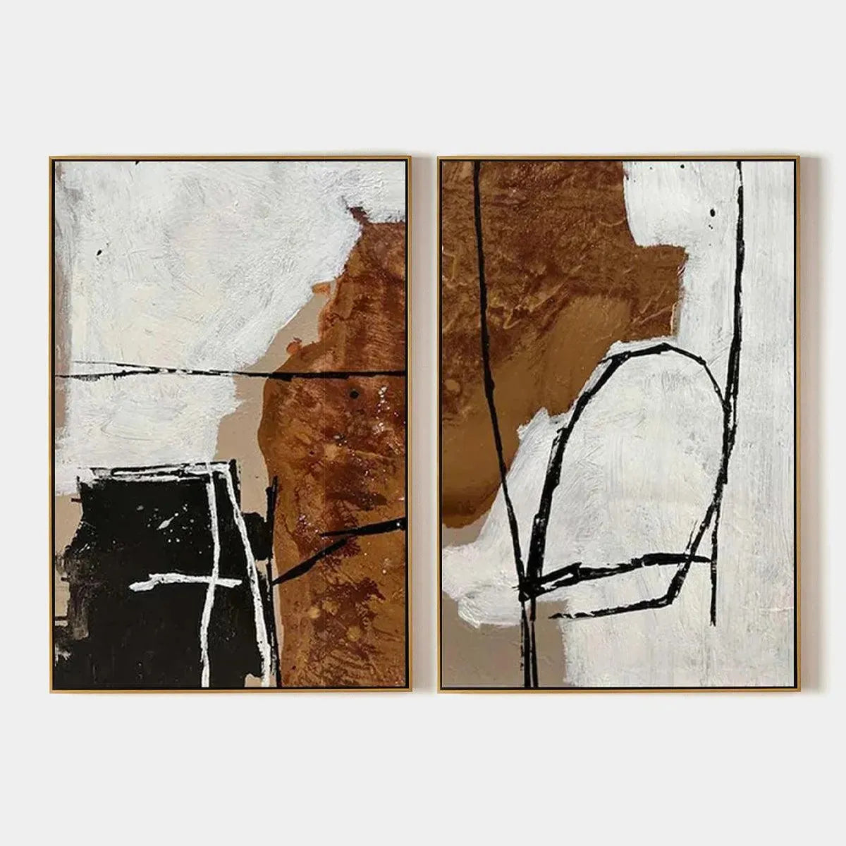 Earth Tone Abstract Art | Black, White & Brown Decor #AA 306