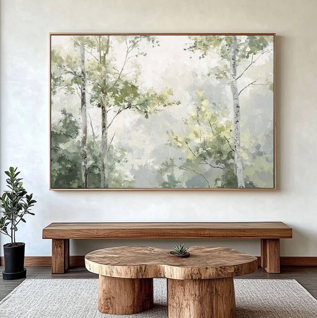 Serene Misty Forest Painting | Calming Nature Wall Art #AA 271