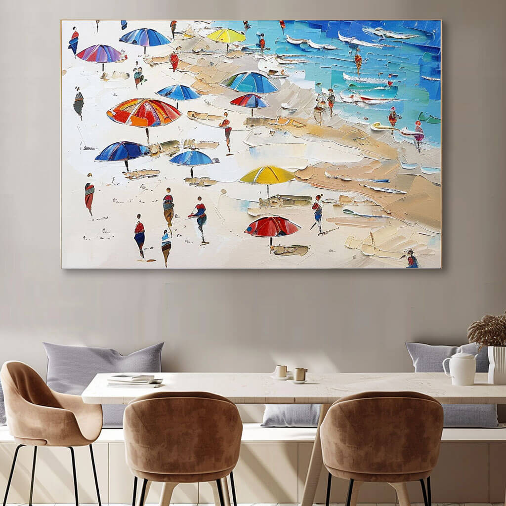 Vibrant Summer Beach Painting | Cheerful Coastal Art #AA 278