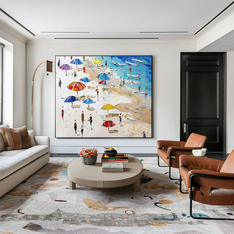 Vibrant Summer Beach Painting | Cheerful Coastal Art #AA 278