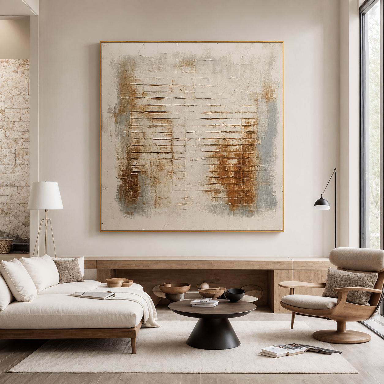 Soft Horizon – Neutral Textured Abstract Wall Art for Organic Modern Homes