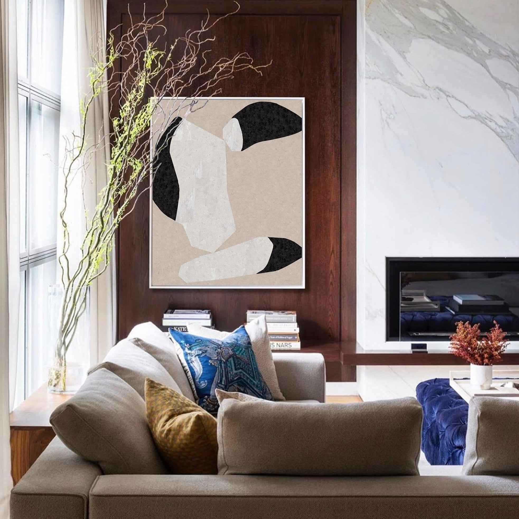 Black & White Abstract Shapes | Neutral Wall Art Print #AA 290