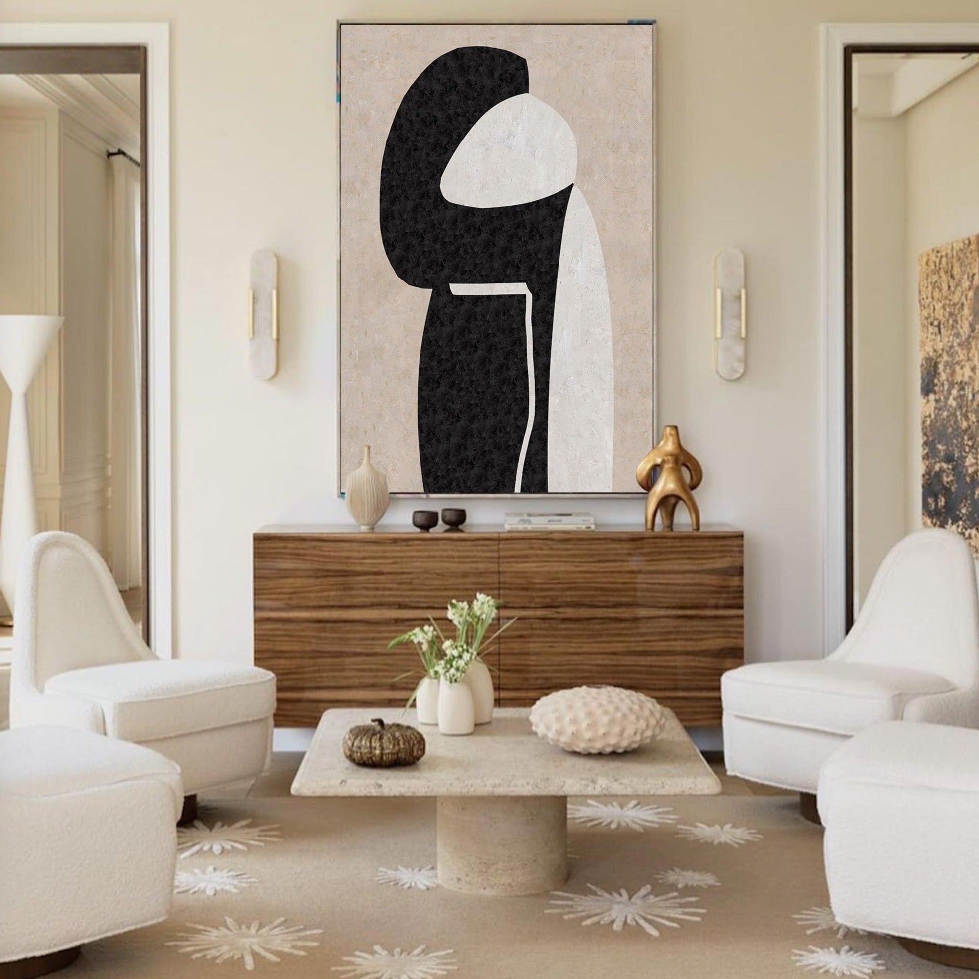 Large Japandi Style Wall Art | Wabi-sabi Abstract Canvas #AA 312