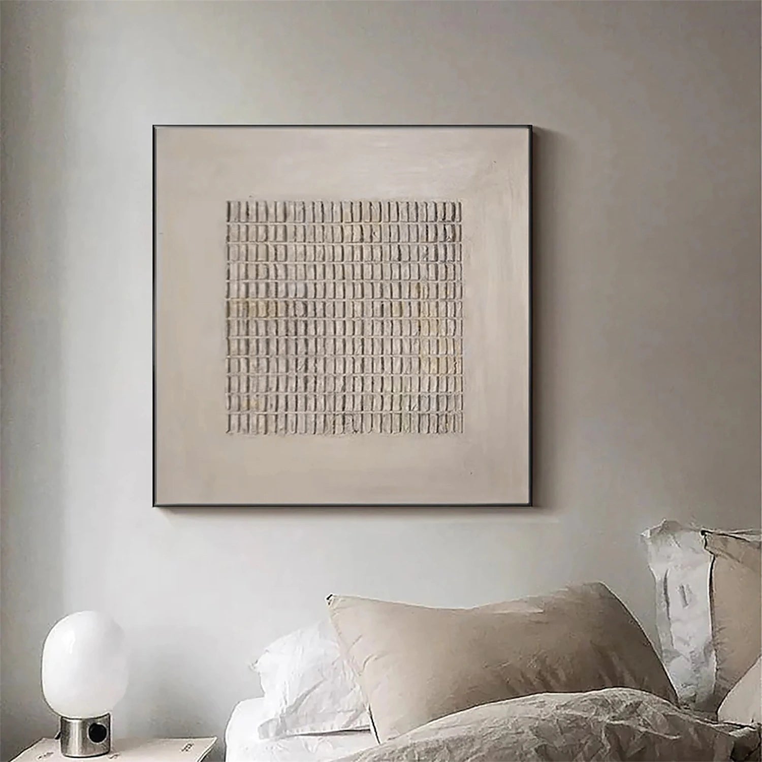 Wabi Sabi Textured Grid Art | Large Architectural Beige Painting #ZZ 117