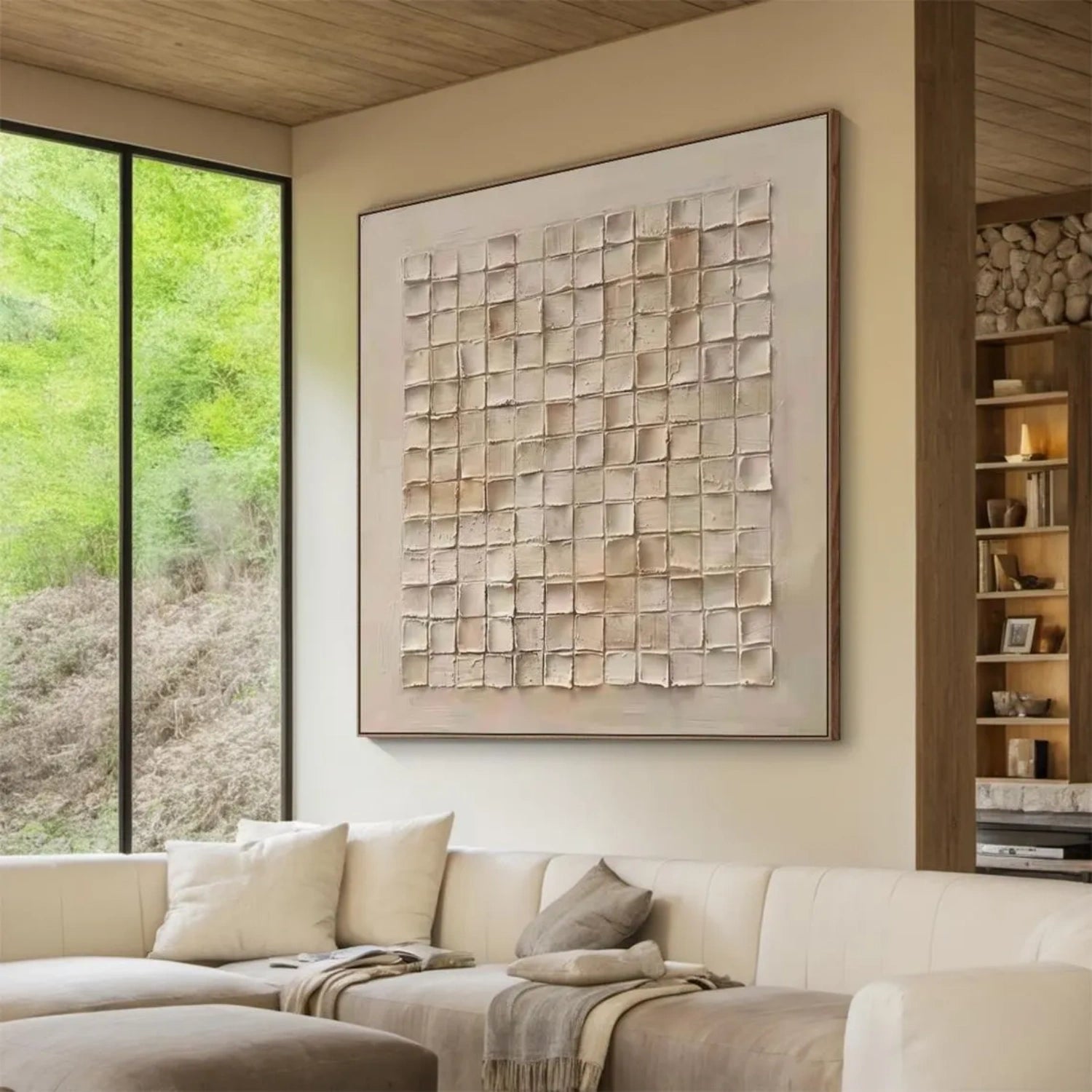 Textured Neutral Abstract Art | Geometric Block Pattern Painting #JJ 091