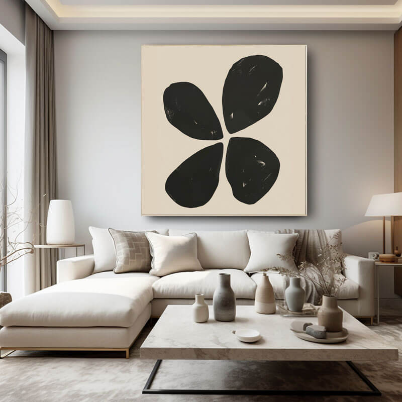 Japandi Style Abstract Art | Minimalist Black Flower #AA 292