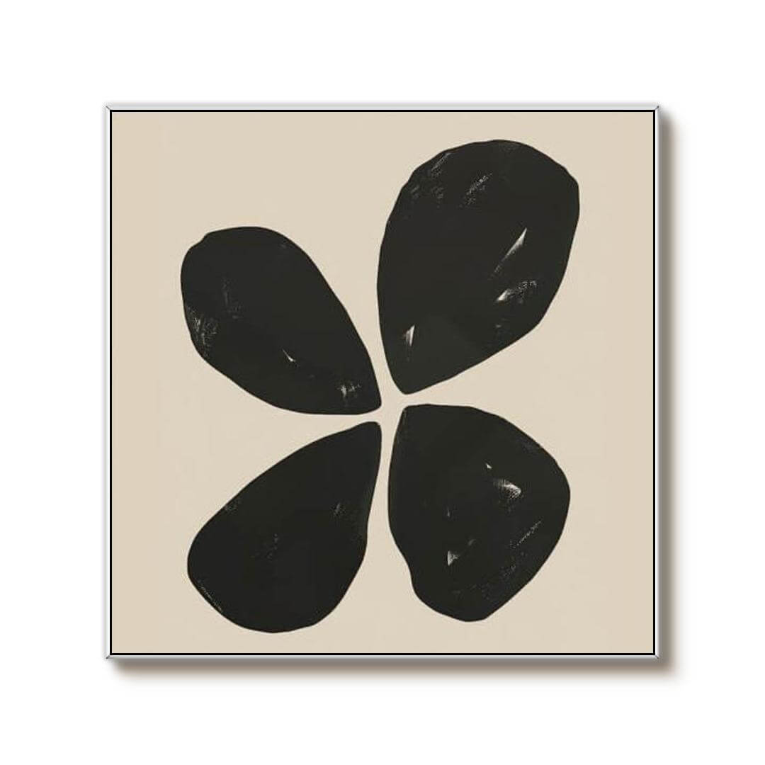 Japandi Style Abstract Art | Minimalist Black Flower #AA 292