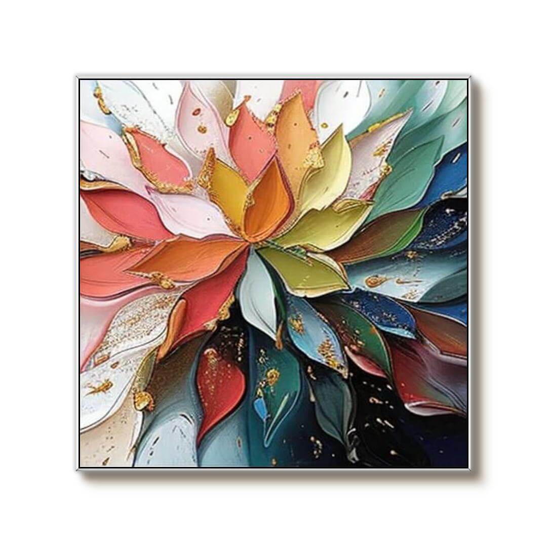 Multi-Color Textured Flower Art | Bright Original Wall Painting #ZZ 223