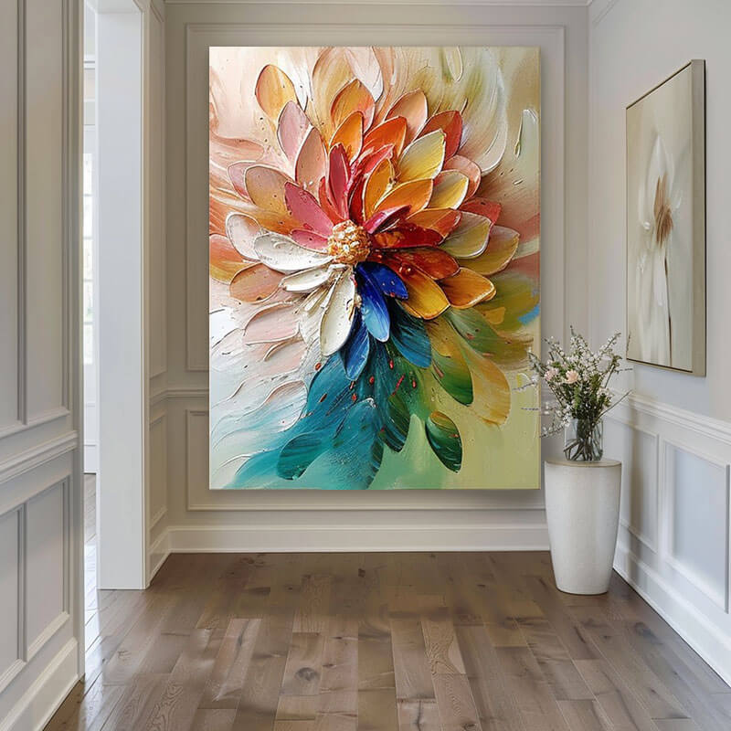 Vibrant Floral Wall Art | Textured Original Flower Painting #ZZ 222