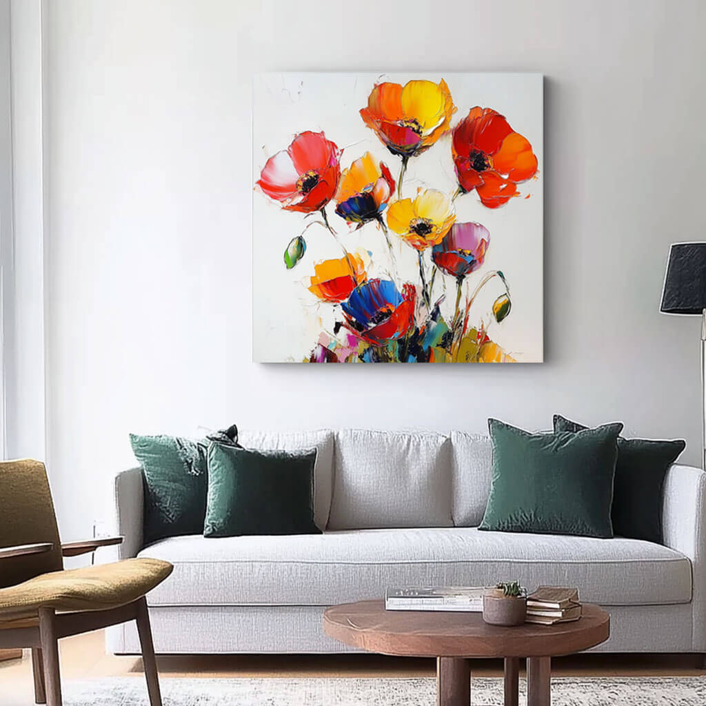 Heavy Texture Poppy Painting | Palette Knife Floral Art #AA 259