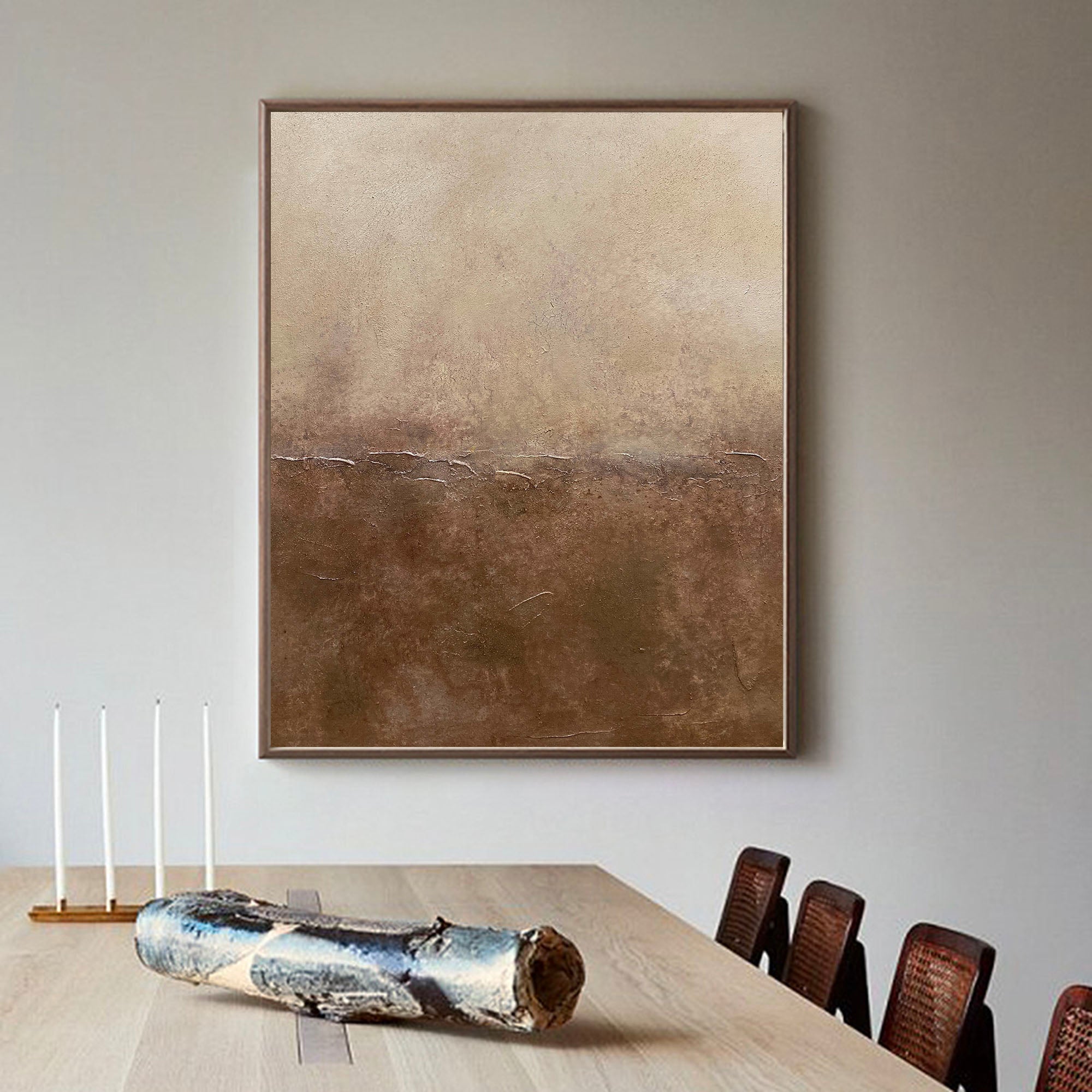 Brown and Beige Ombre Abstract Canvas Art | Earth Tone Decor #AA 322