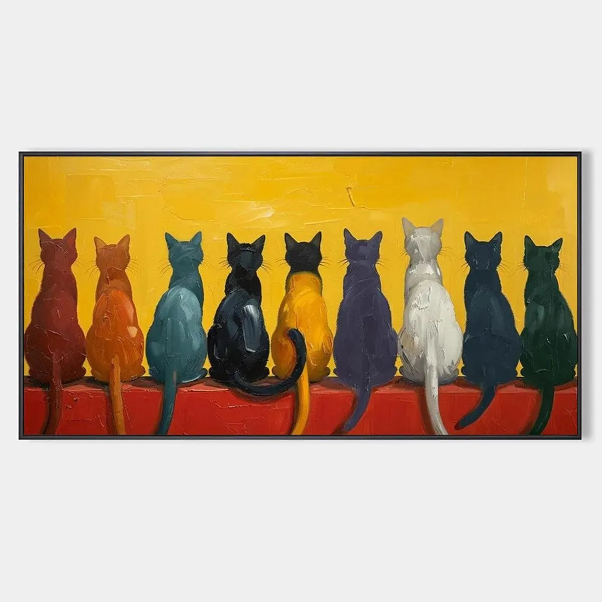 Colorful Cats Painting | Large Vibrant Animal Wall Art #ZZ 267