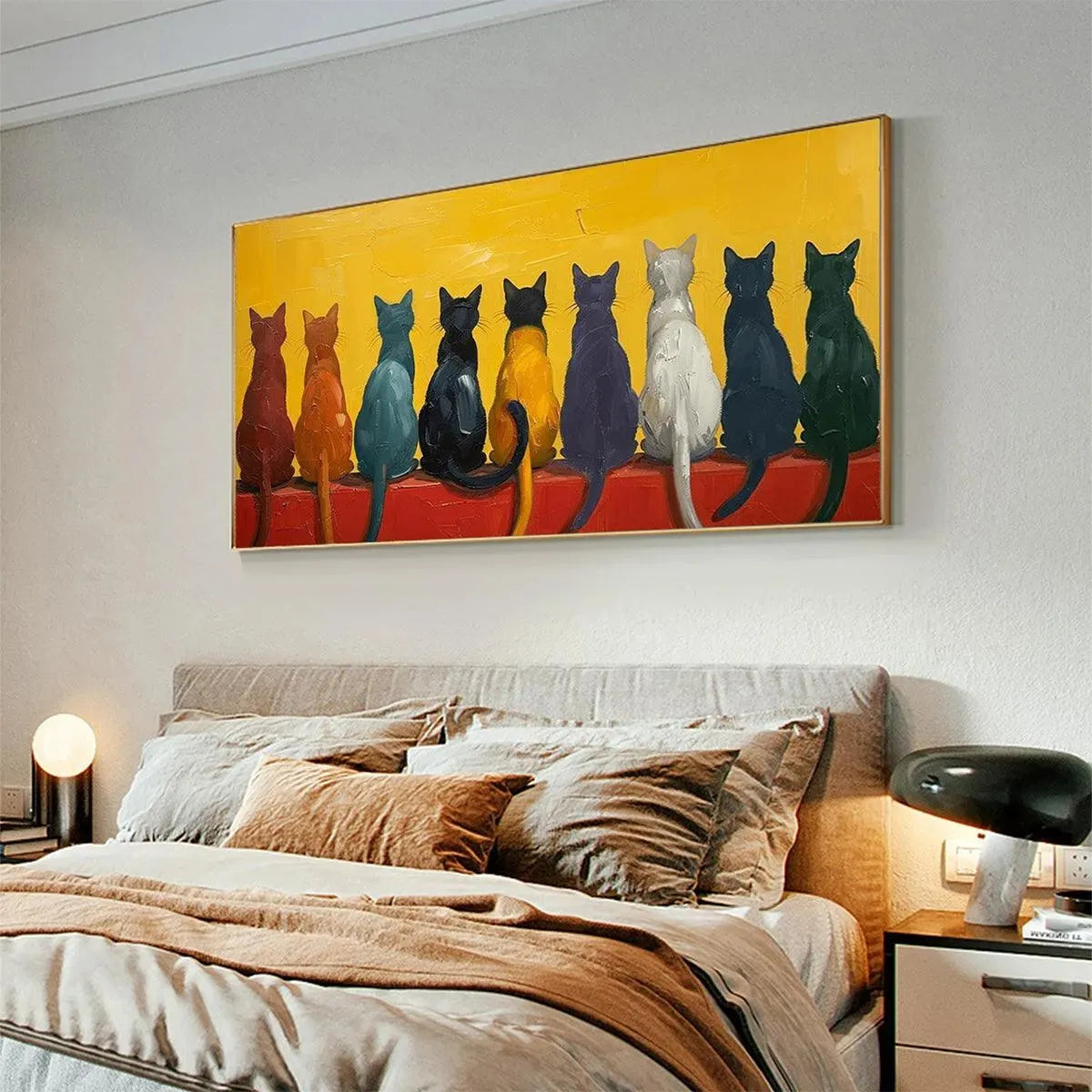 Colorful Cats Painting | Large Vibrant Animal Wall Art #ZZ 267