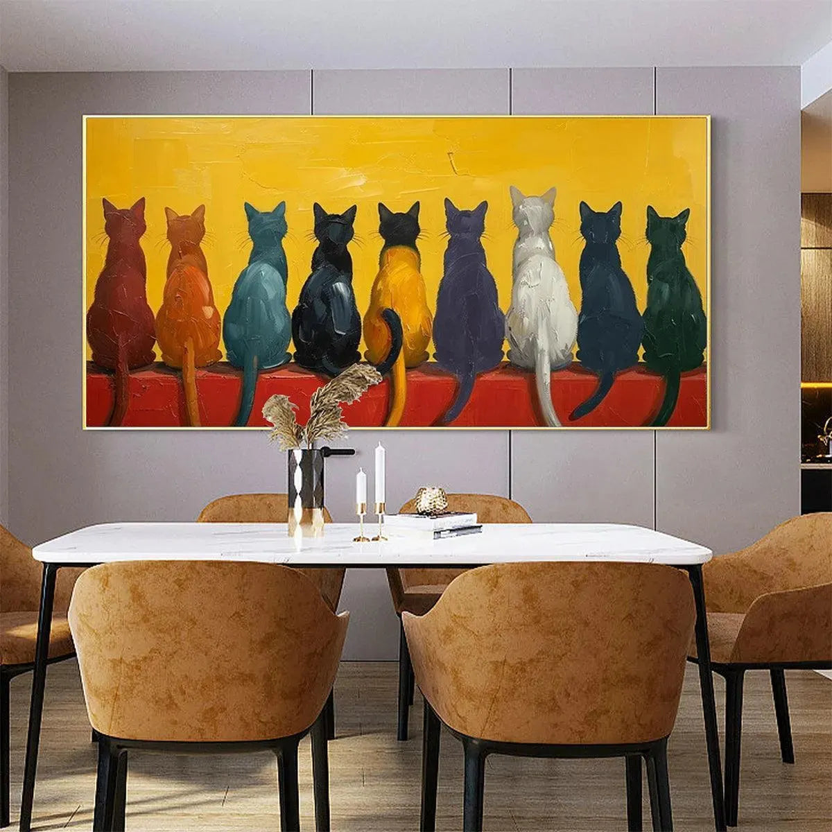 Colorful Cats Painting | Large Vibrant Animal Wall Art #ZZ 267