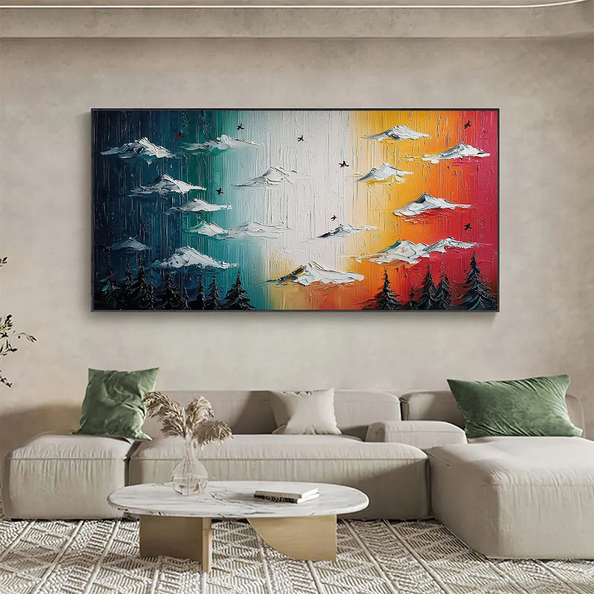 Colorful Abstract Mountain Painting | Modern Gradient Wall Decor #TC 252