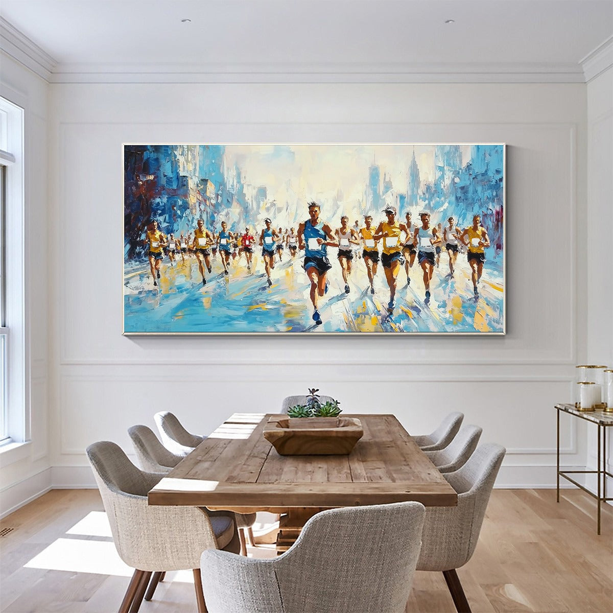 Marathon Runners Painting | Energetic Sports Wall Art #AA 226