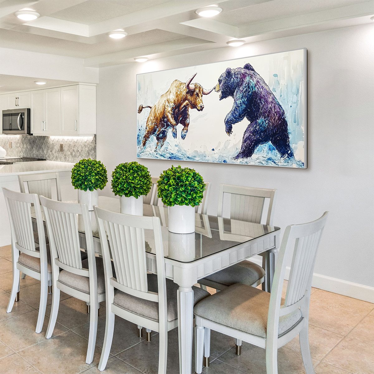 Expressive Bull vs Bear Art | Finance Office Wall Decor #ZZ 241