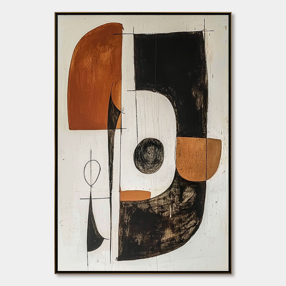 Black, White & Orange Abstract Art | Modern Wall Decor #AA 088