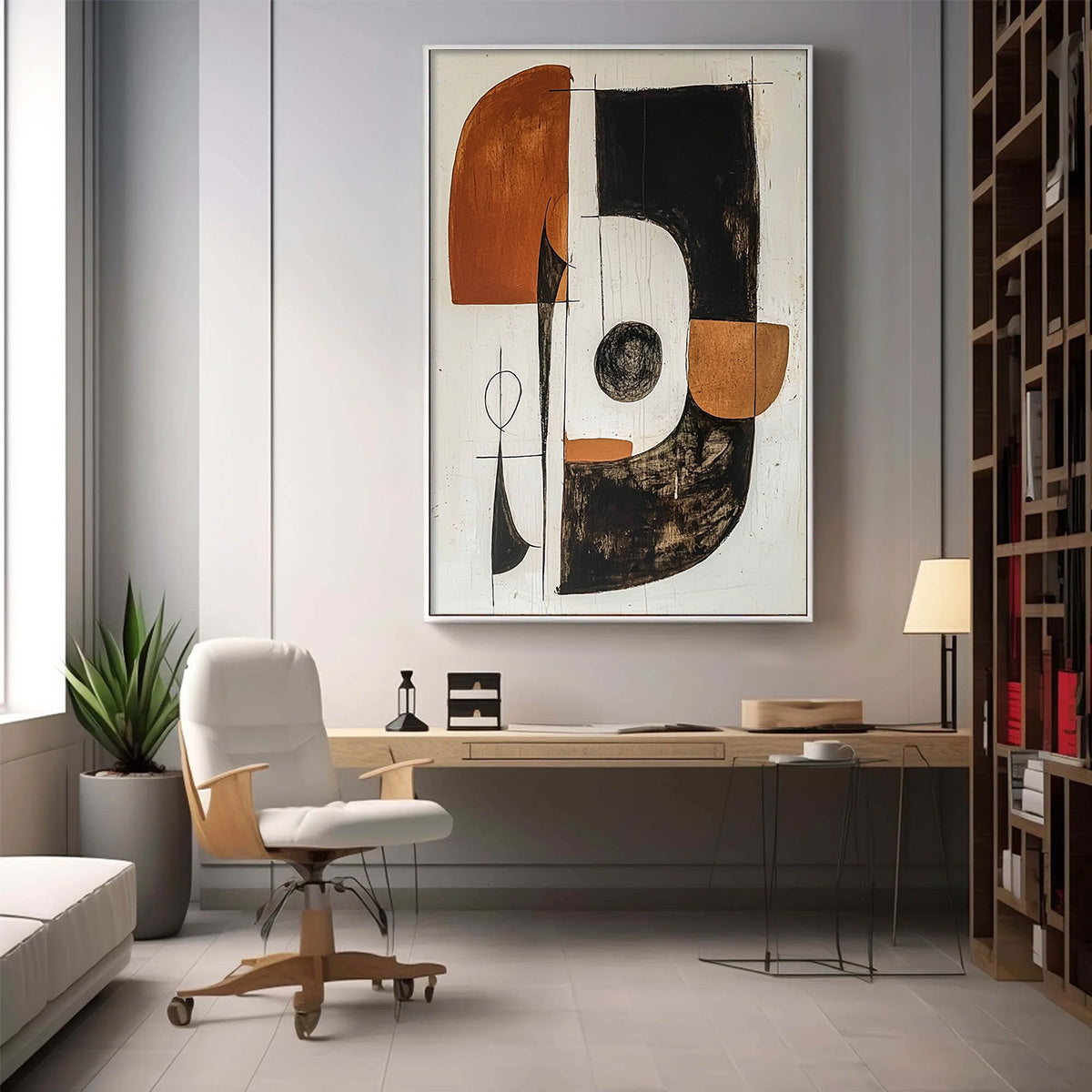 Black, White & Orange Abstract Art | Modern Wall Decor #AA 088