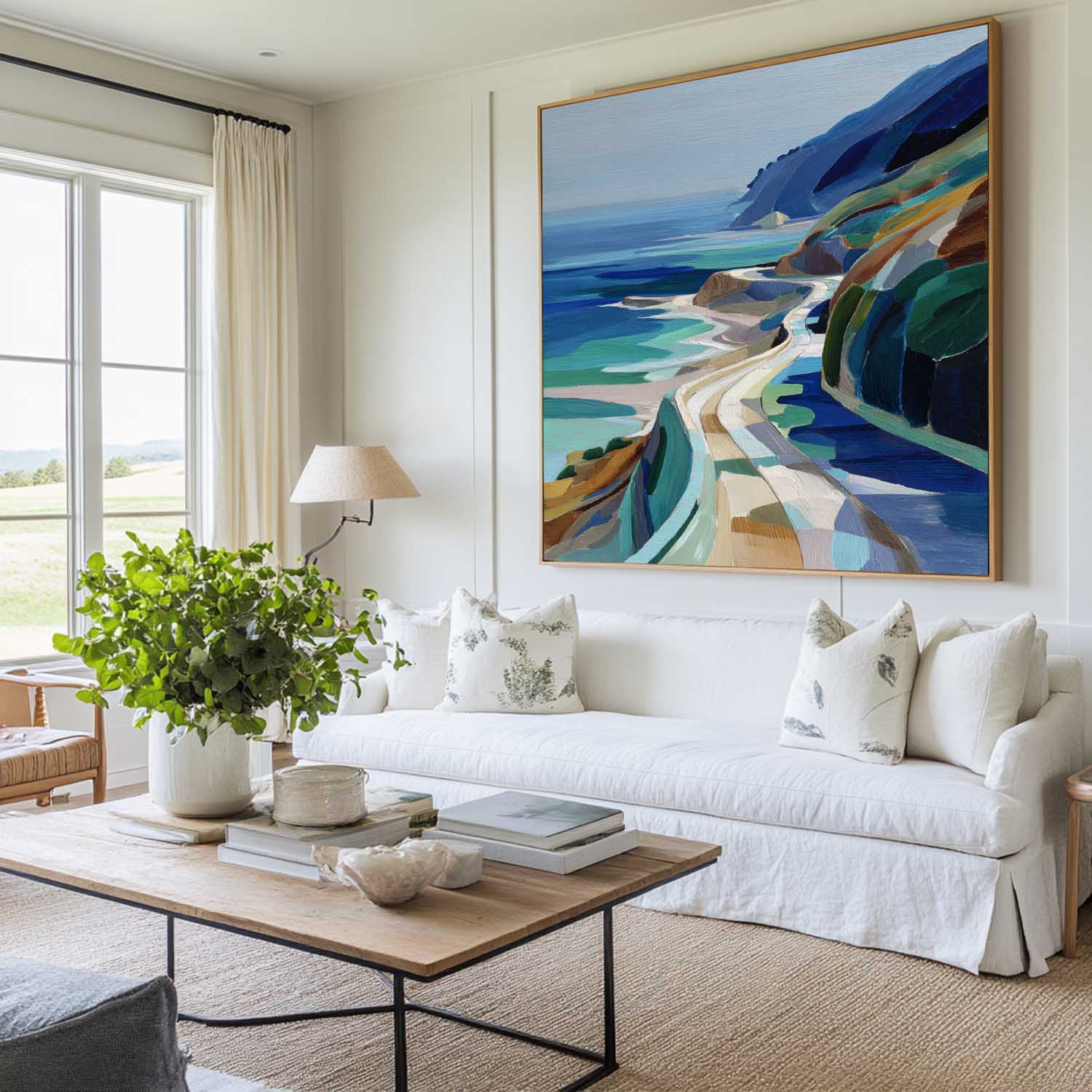 Coastal Highway Landscape Canvas Art | Winding Road Seascape #AA 337
