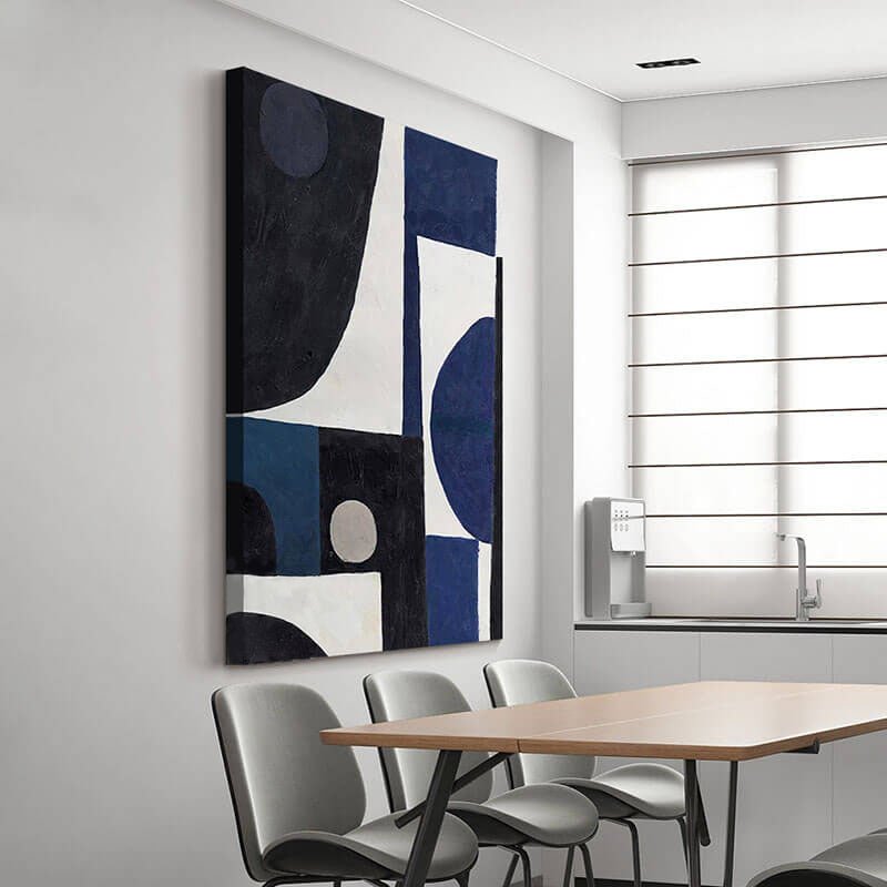 Mid-Century Modern Wall Art | Large Geometric Canvas Painting #ZZ 230