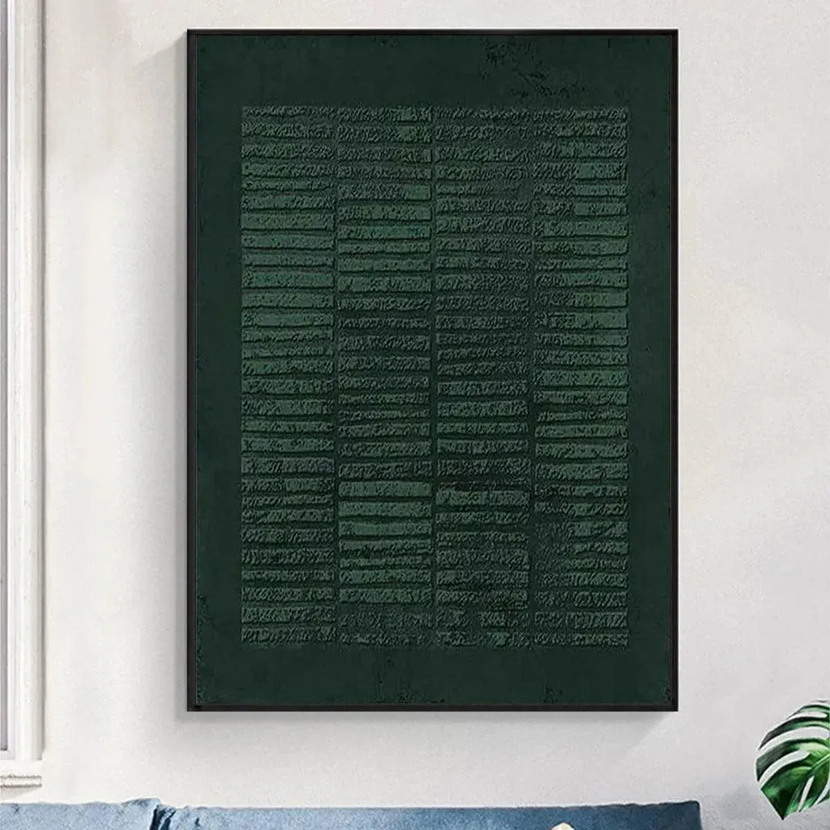 Deep Emerald Green Textured Canvas Art | Minimalist Decor #AA 324