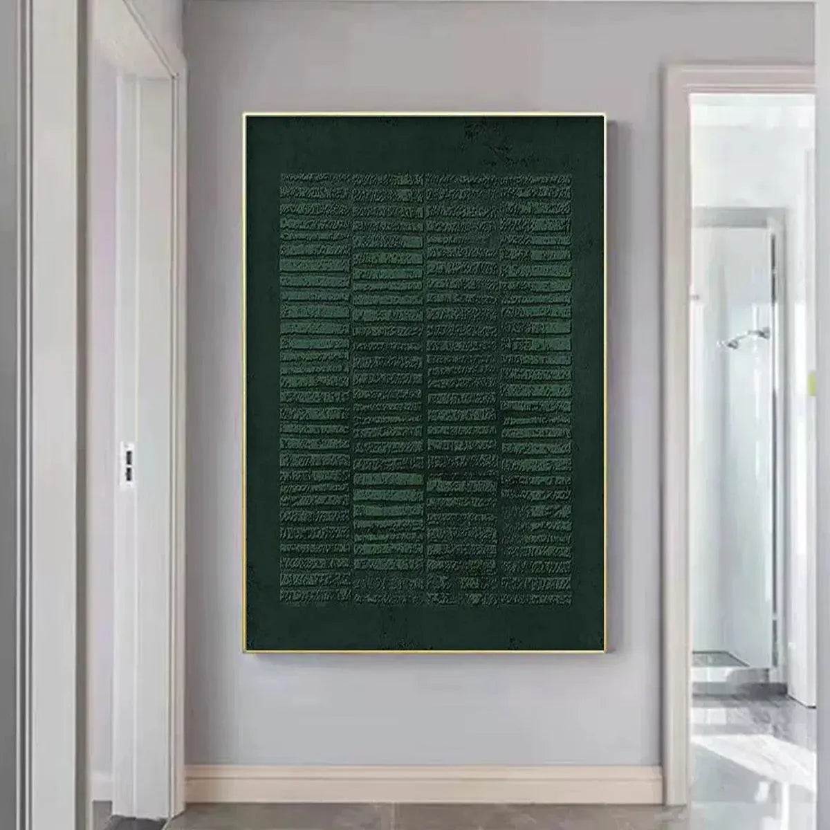 Deep Emerald Green Textured Canvas Art | Minimalist Decor #AA 324